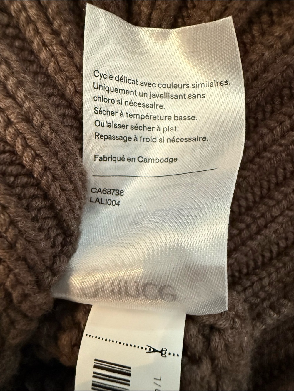 Quince 100% Organic Cotton Oversized Cable Knit Cardigan Heather Brown Large - Picture 3 of 16